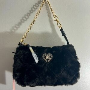 🖤🔹️Juicy Couture🔹️ fuzzy purse wristlet bag handbag wallet black